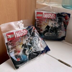 Lego Marvel Spider Man set building toy Venom street bike motorcycle set of 2